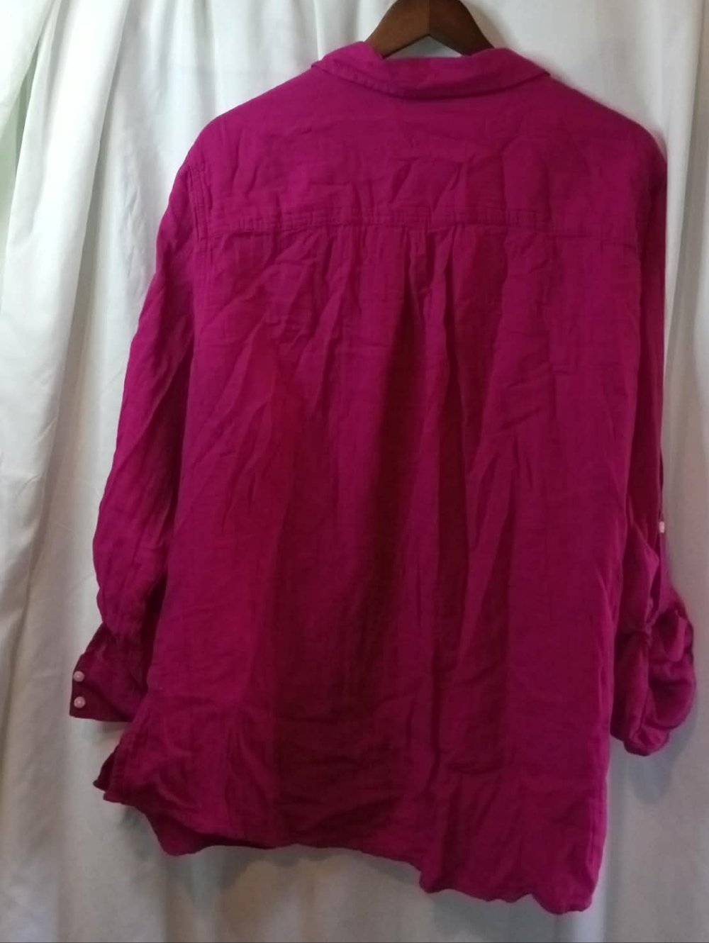 St. John's Bay 2X Bold Fuchsia Button Shirt Pocket Office Casual Vibrant Plus - Picture 2 of 6
